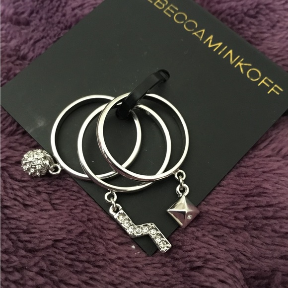 NWT Vintage Rebecca Minkoff Silver Stack Rings - Size 7 - Picture 1 of 6